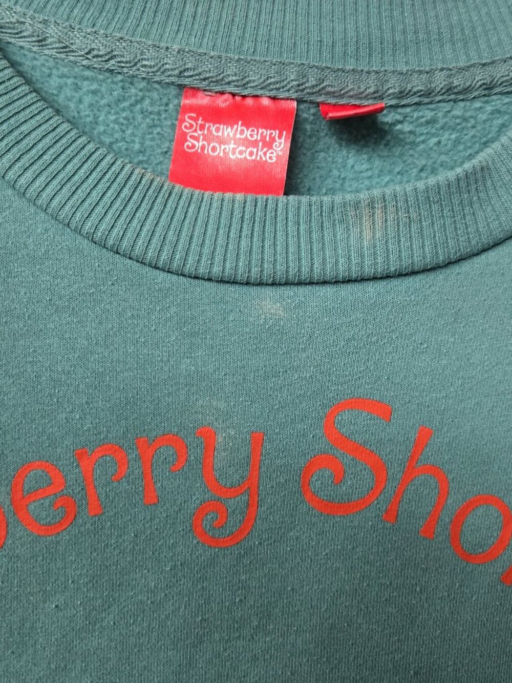 Strawberry Shortcake Retro Sage Green Oversized Graphic Crewneck Sweatshirt XL - Picture 6 of 11